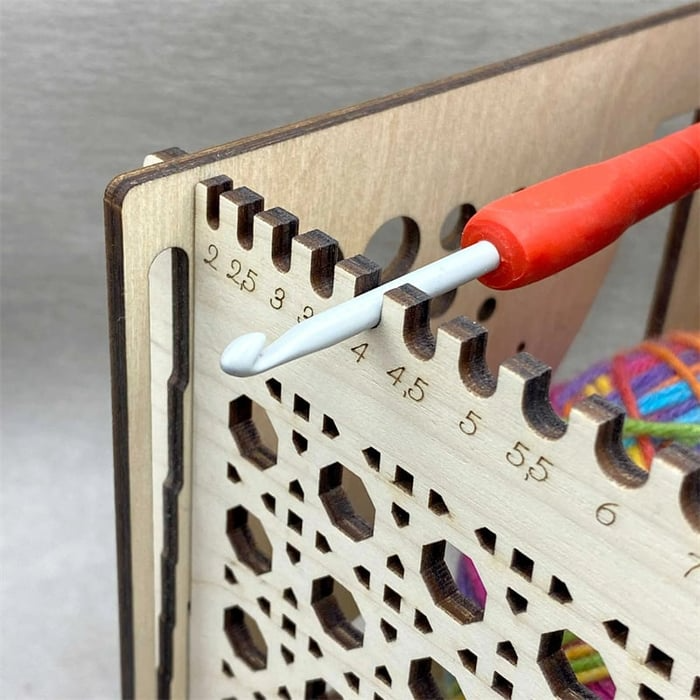 Garnschüssel aus Holz | Mit Fadenführung & Aufbewahrungsfächern | Anti-Verhedderungs-Design für Strick & Häkeln