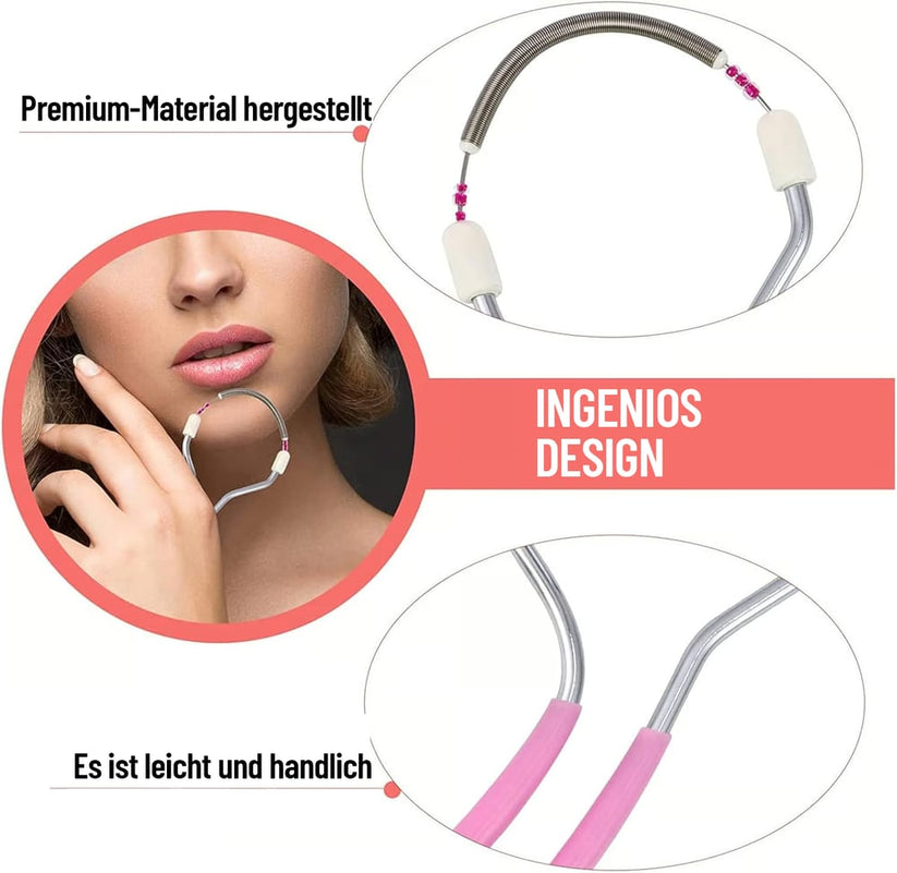 Manueller Gesichtsepilierer | Schmerzfreie Haarentfernung | Feder-Design aus Edelstahl