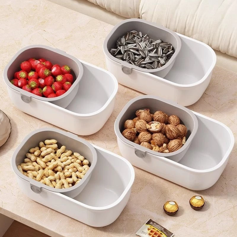 Snackschale mit Abfallfach | 2-stufiges Design | Sauberes Snacking | Spülmaschinenfest