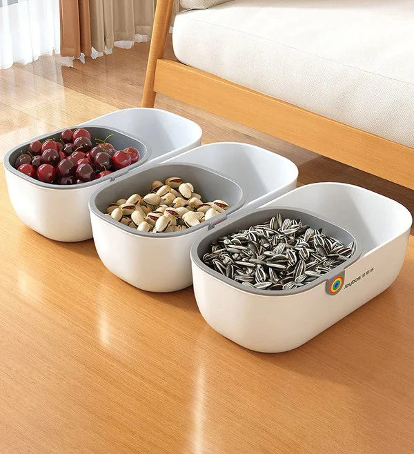 Snackschale mit Abfallfach | 2-stufiges Design | Sauberes Snacking | Spülmaschinenfest
