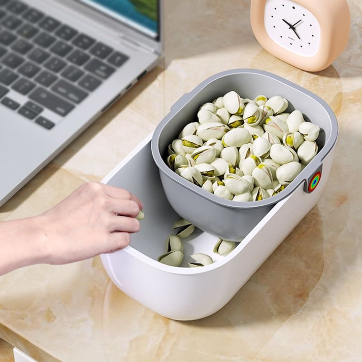 Snackschale mit Abfallfach | 2-stufiges Design | Sauberes Snacking | Spülmaschinenfest