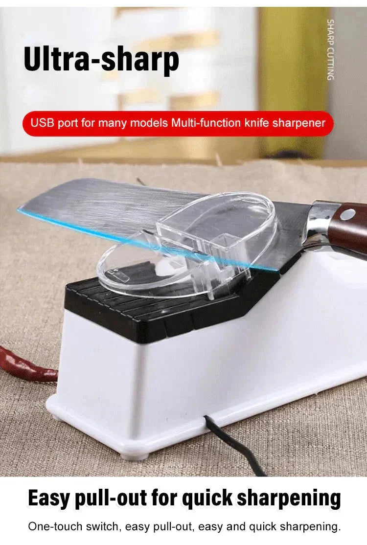 1+1 Gratis | Elektrischer Messerschleifer | Doppelseitig | USB-Aufladung | 5-Sekunden Schärfen
