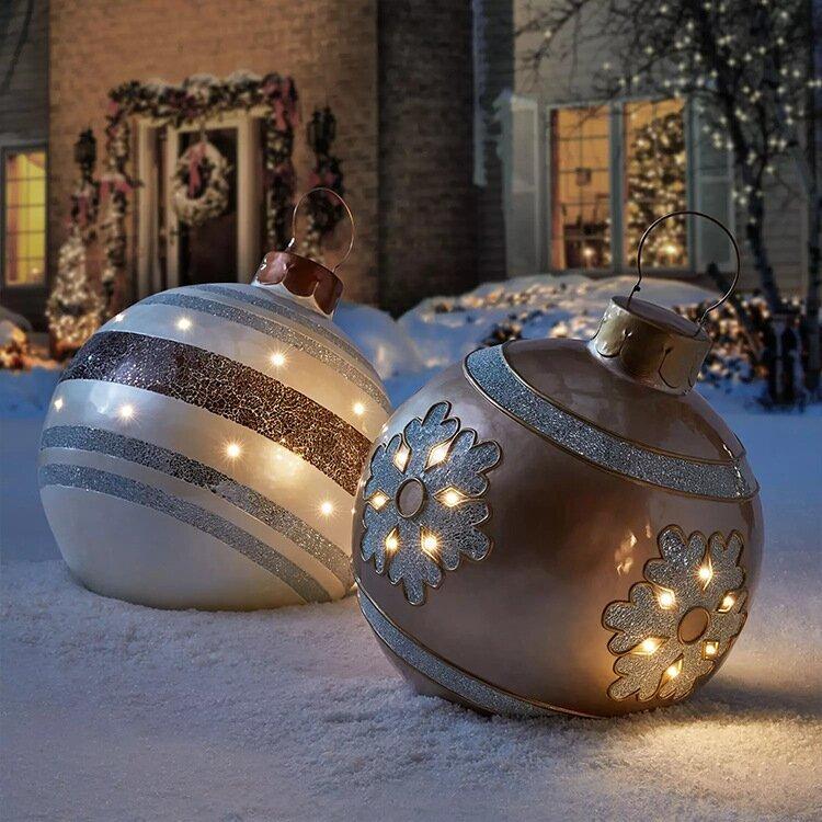 Weihnachts Deko Kugeln aufblasbar | PVC Outdoor Kugeln | Wetterfest & Wiederverwendbar | Verschiedene Designs