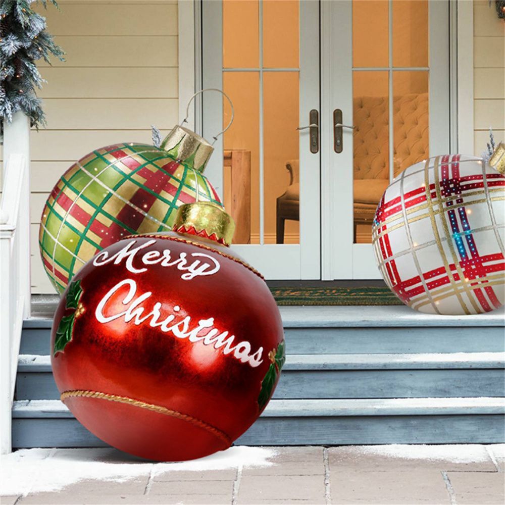 Weihnachts Deko Kugeln aufblasbar | PVC Outdoor Kugeln | Wetterfest & Wiederverwendbar | Verschiedene Designs