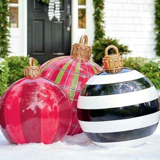Weihnachts Deko Kugeln aufblasbar | PVC Outdoor Kugeln | Wetterfest & Wiederverwendbar | Verschiedene Designs