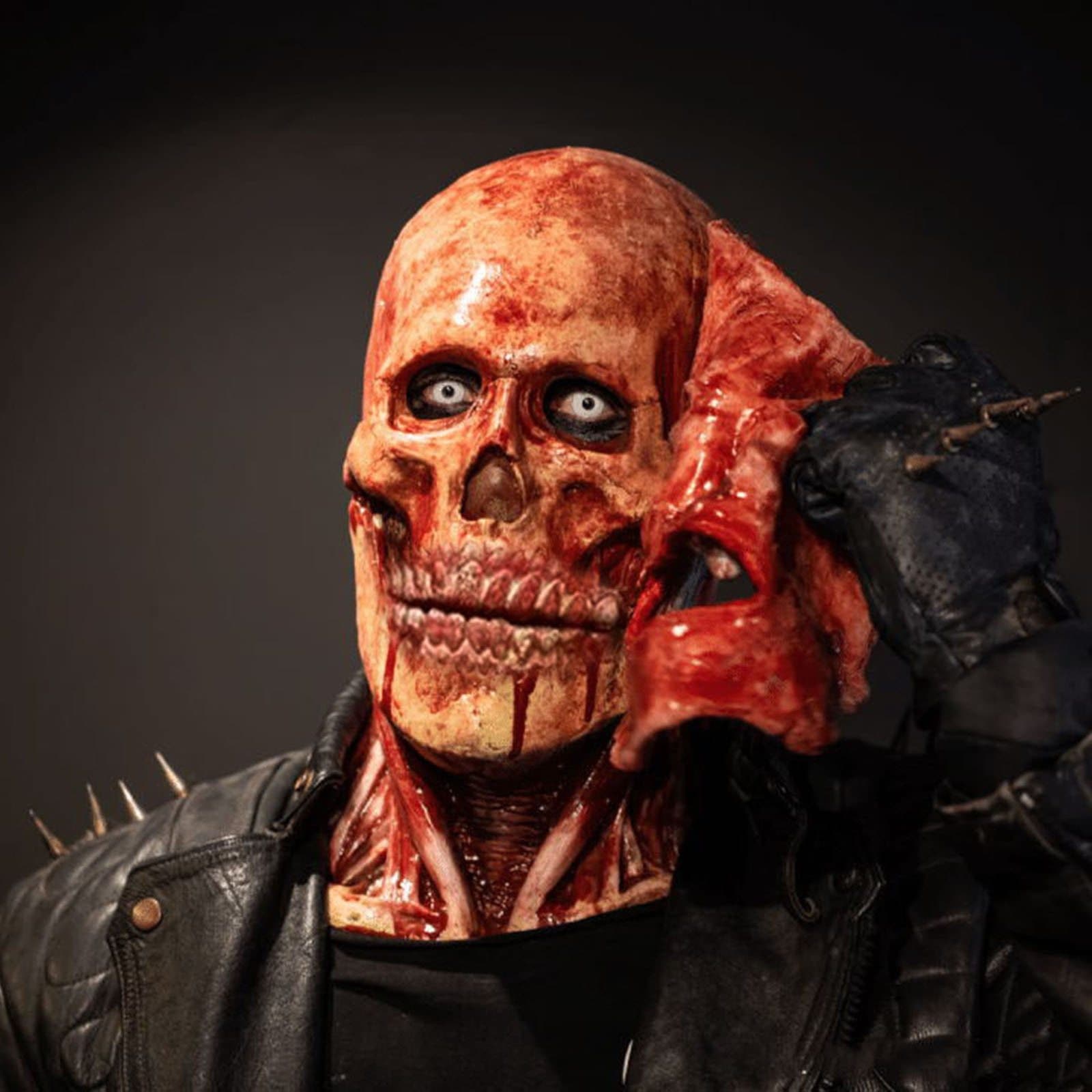 Realistische Schädelmaske für Halloween | Vollgesichtsmaske aus Silikon | Atmungsaktiv & Abnehmbar mit Magneten