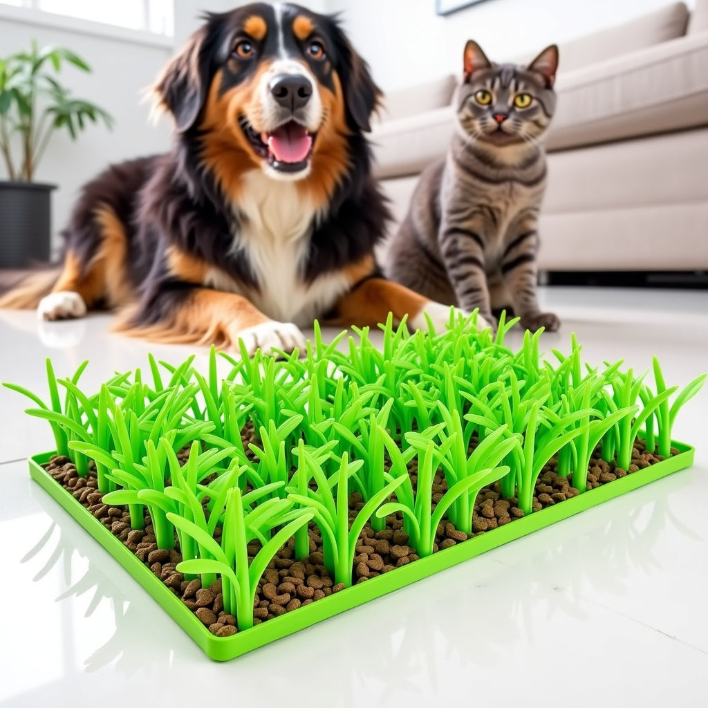 Haustier-Futterunterlage | Interaktive Silikonmatte mit Saugfüßen | Rutschfest & Leicht zu Reinigen | Für Hunde & Katzen