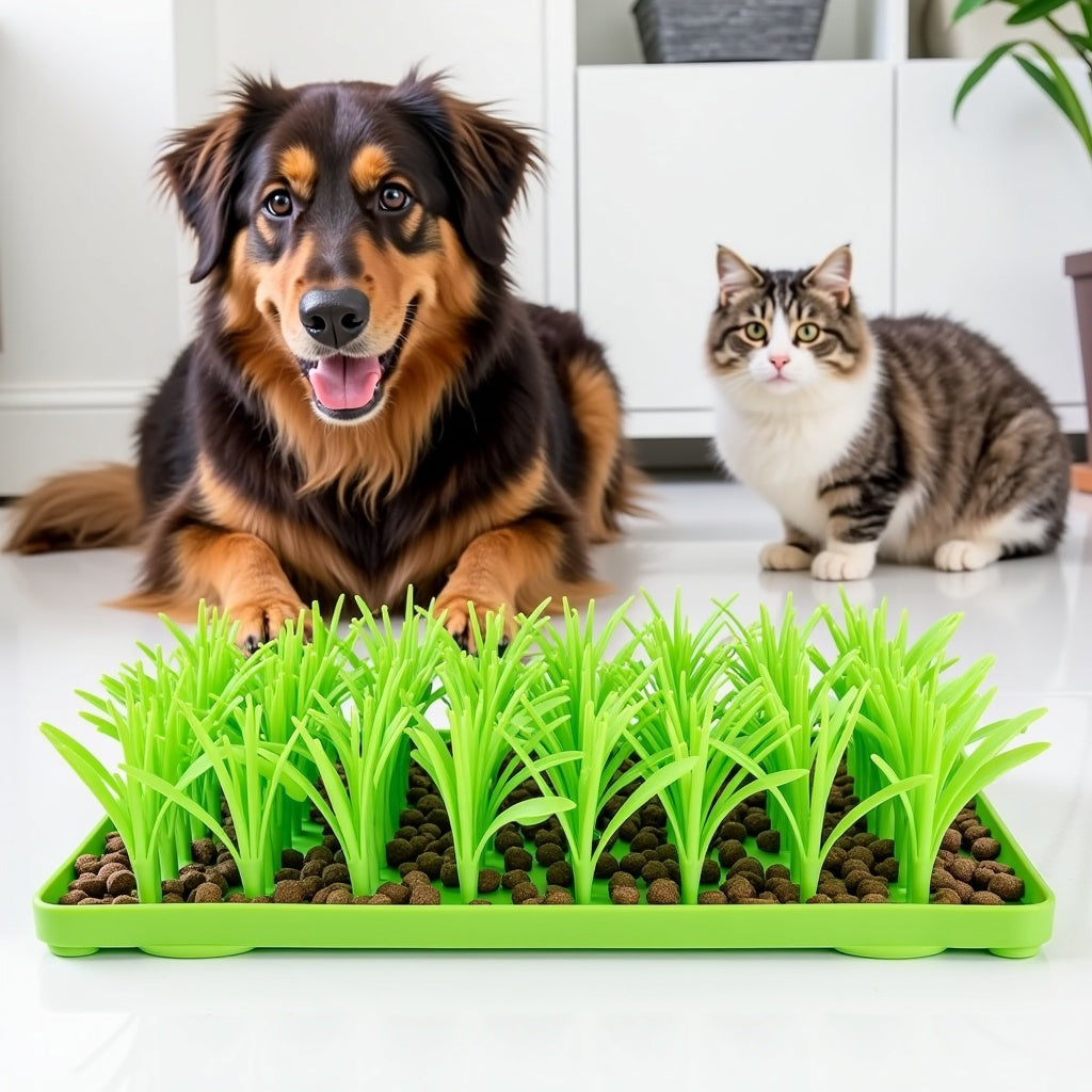 Haustier-Futterunterlage | Interaktive Silikonmatte mit Saugfüßen | Rutschfest & Leicht zu Reinigen | Für Hunde & Katzen