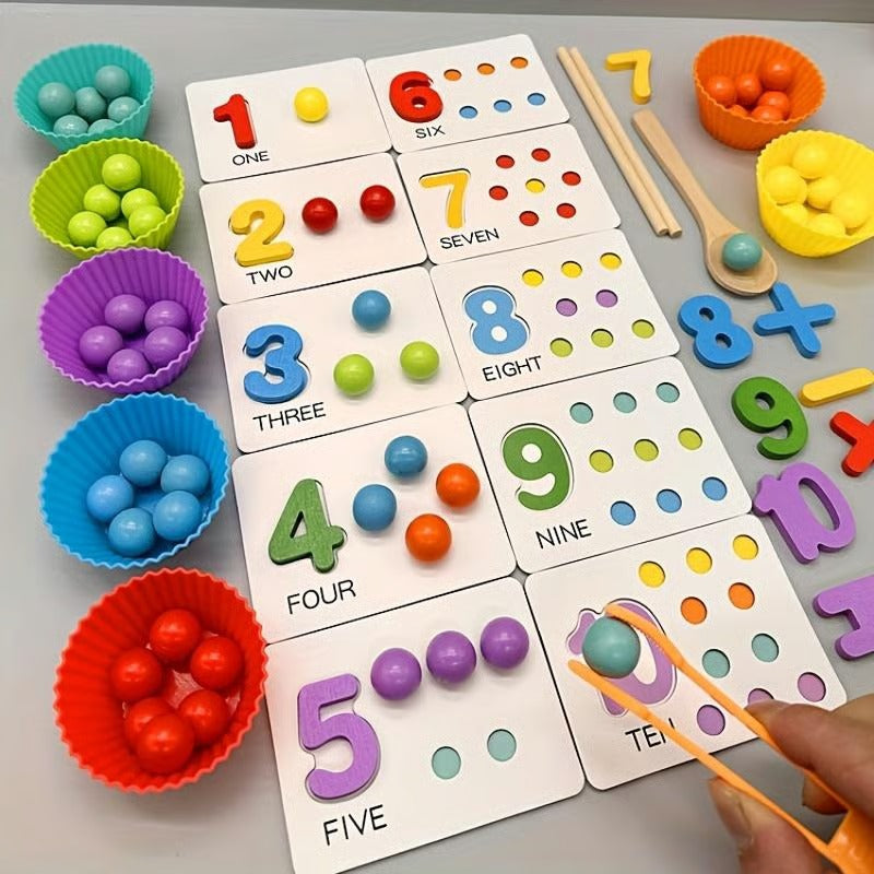 Mathematik Lernspielzeug Set | Bunte Holzperlen | Vorschule & Kindergarten