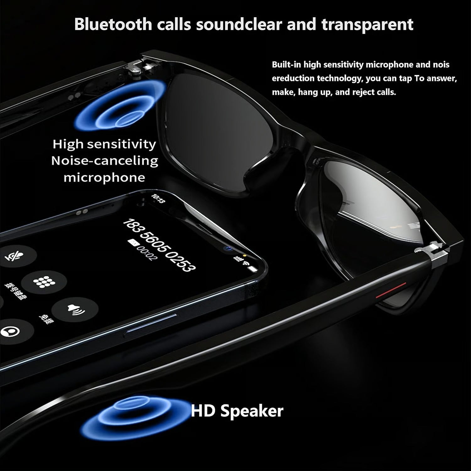 Übersetzungsbrille | Echtzeit KI-Übersetzung | Bluetooth 5.4 | 110h Akkulaufzeit