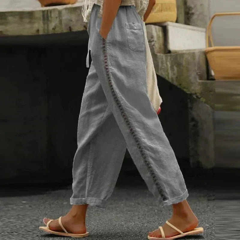 Fiorella – Bestickte Leinen Sommerhose für Damen