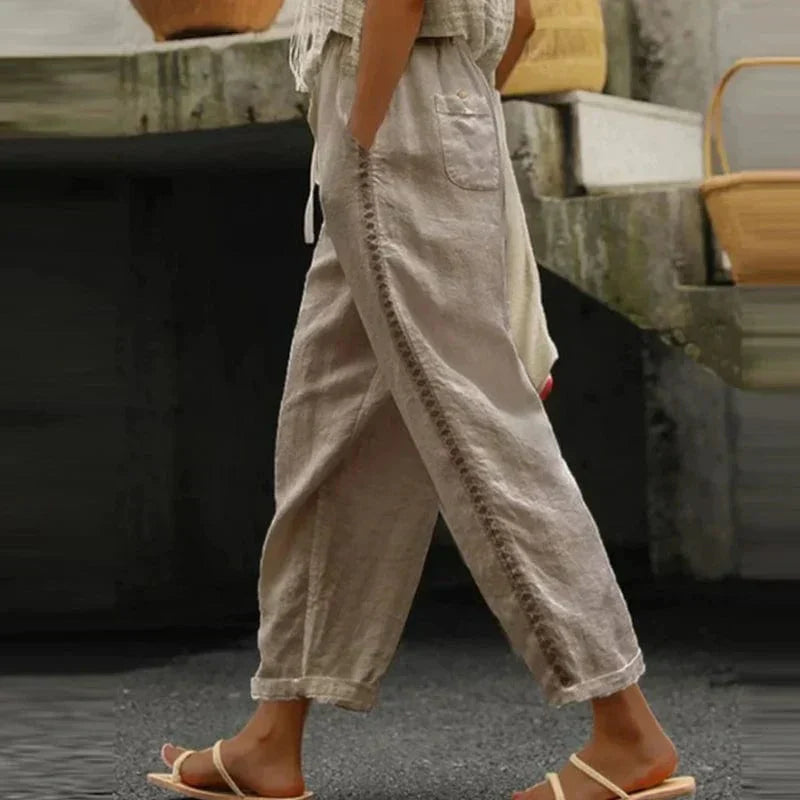 Fiorella – Bestickte Leinen Sommerhose für Damen