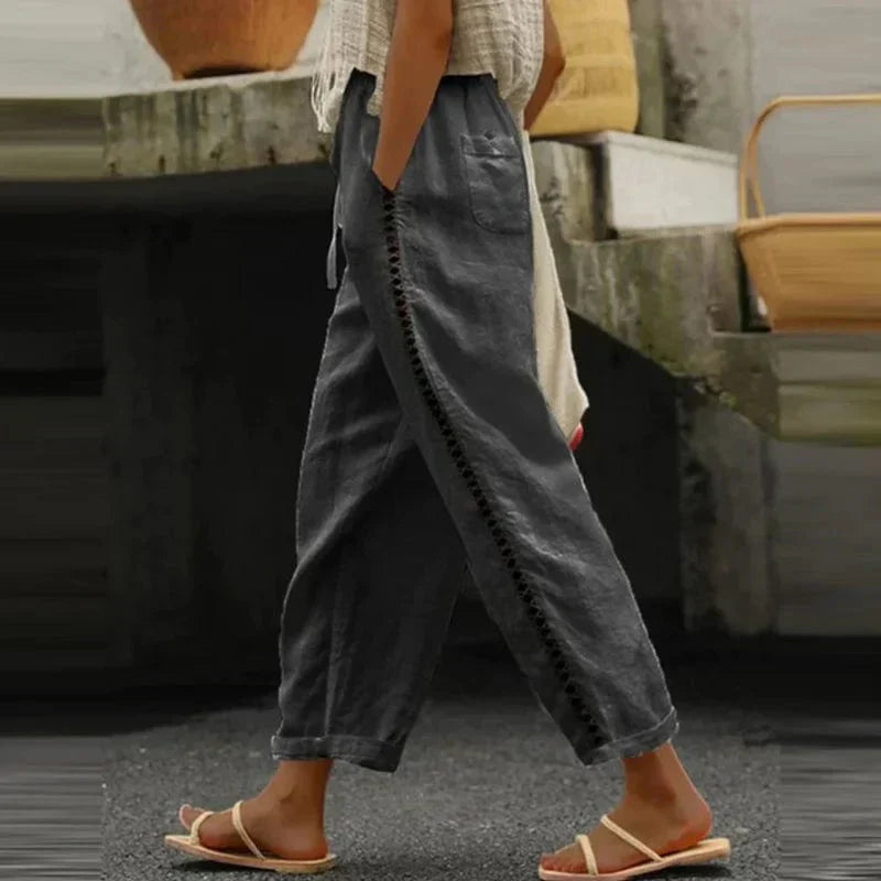 Fiorella – Bestickte Leinen Sommerhose für Damen