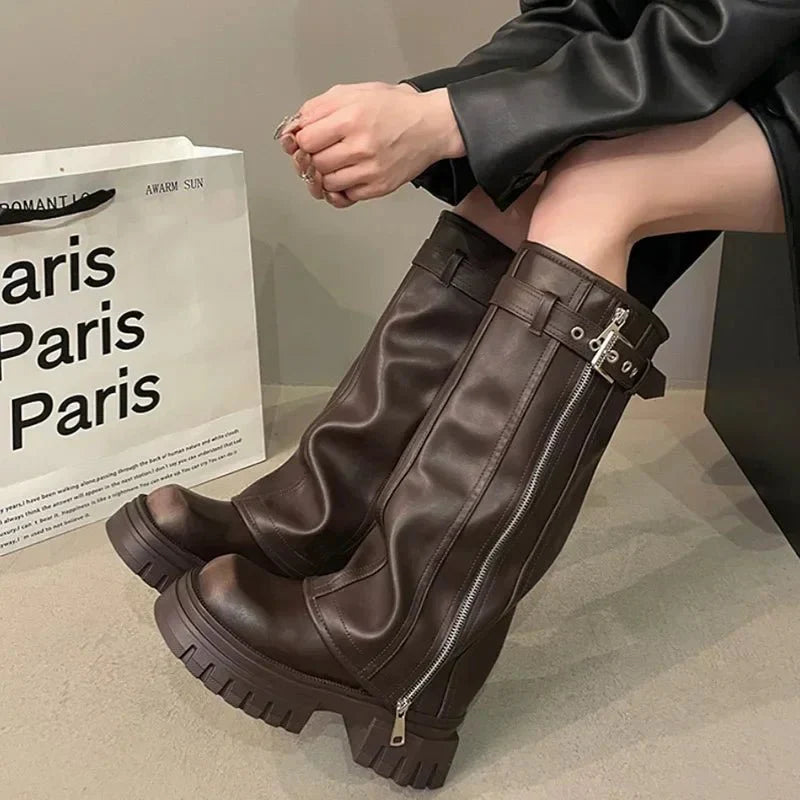 Ambrose Kniehohe Plateau-Stiefel
