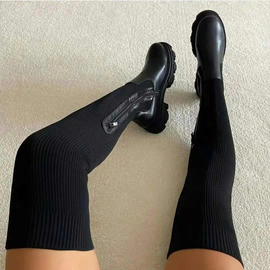 Jamaika Oberschenkelhohe Sockenstiefel