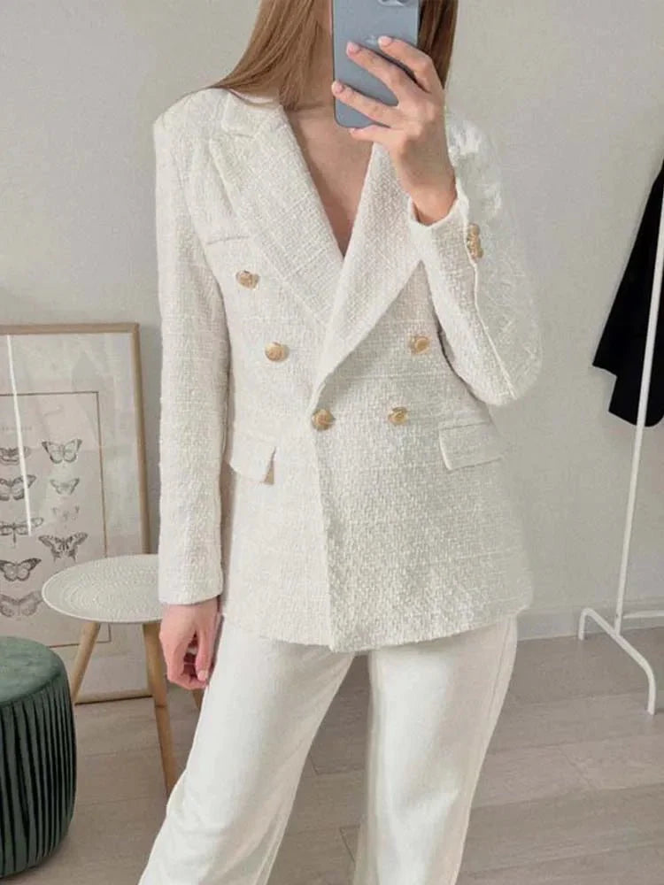 Krizzy Zweireihiger Tweed-Blazer