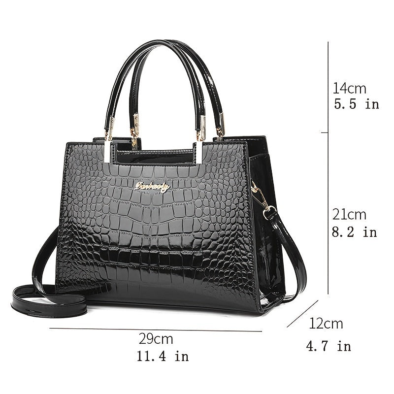 Melinda Glänzende Krokodil Handtasche