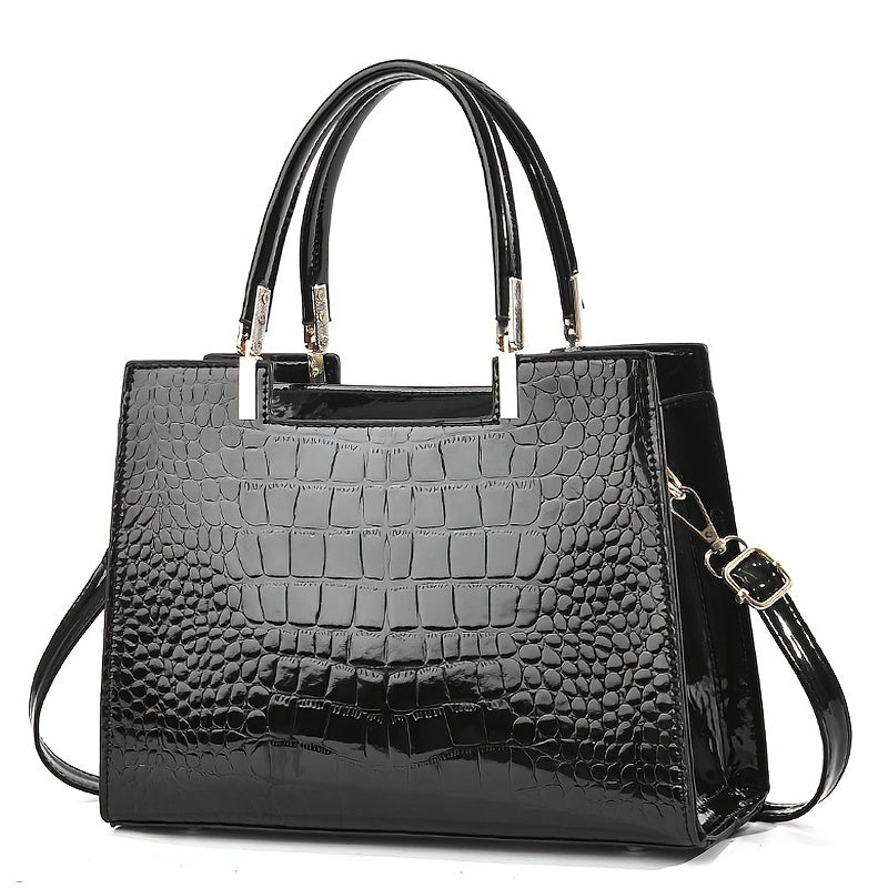 Melinda Glänzende Krokodil Handtasche