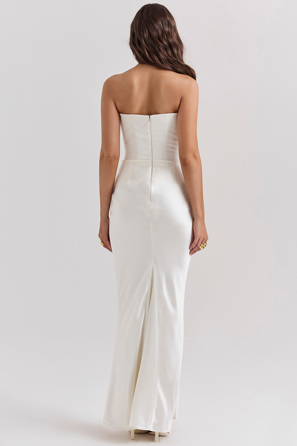 Renata – Schulterfreies Satin Korsett Maxi-Kleid für Damen