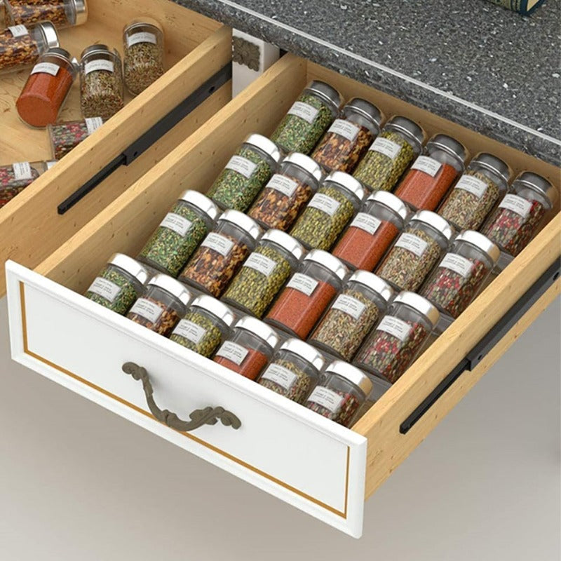Gewürz-Organizer Acryl | Transparent | 4-Stufig Verstellbar für Schubladen