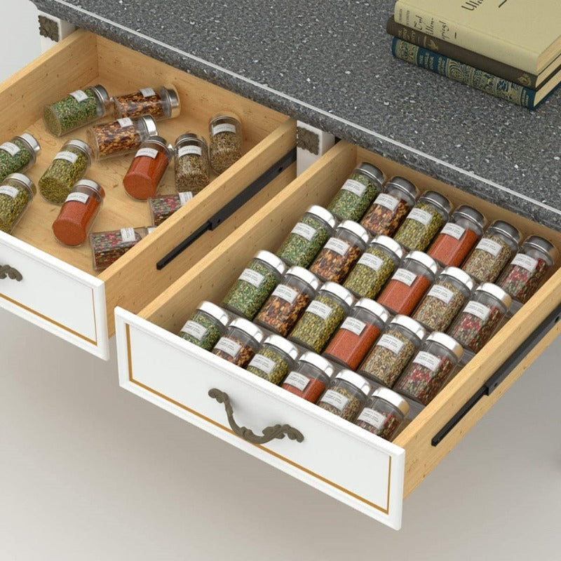 Gewürz-Organizer Acryl | Transparent | 4-Stufig Verstellbar für Schubladen