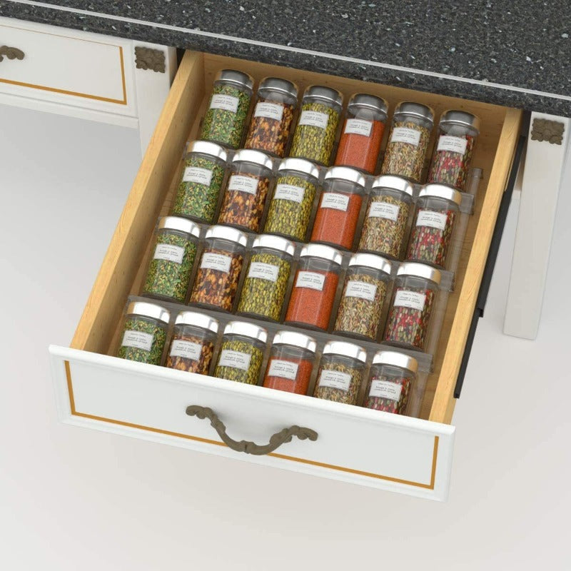 Gewürz-Organizer Acryl | Transparent | 4-Stufig Verstellbar für Schubladen
