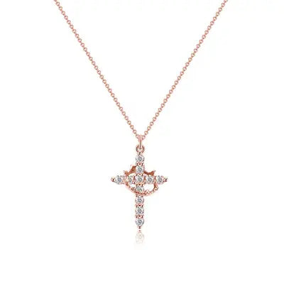 Halskette mit Kreuz & Krone Anhänger | Symbol für Glauben & Stärke | Ausdrucksstarker Schmuck