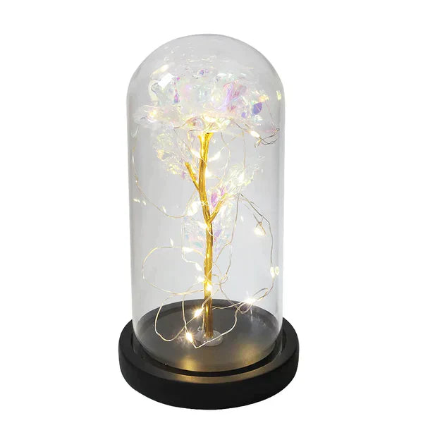 Galaxie für immer Rose Lampe | Ewige Rose im Glasdom | LED Deko Lampe | Symbol für Liebe & Zeitlose Schönheit