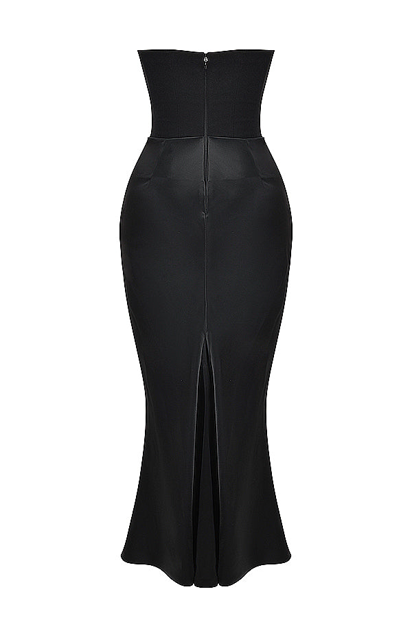 Renata – Schulterfreies Satin Korsett Maxi-Kleid für Damen