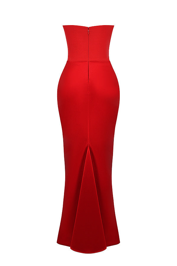 Renata – Schulterfreies Satin Korsett Maxi-Kleid für Damen