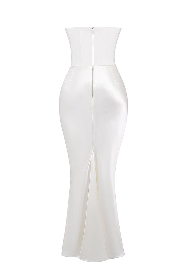 Renata – Schulterfreies Satin Korsett Maxi-Kleid für Damen