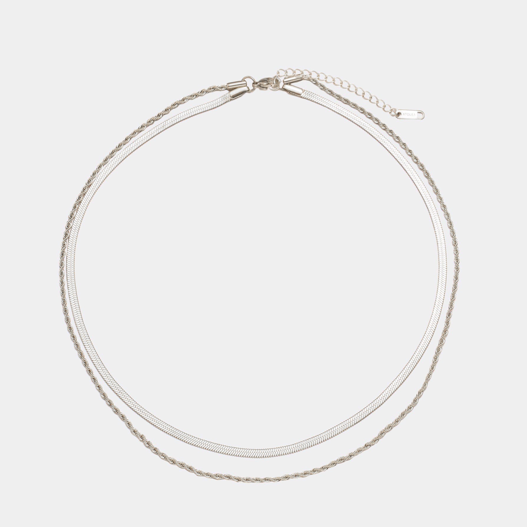 Damen Layer Halskette | 2-in-1 Herringbone Choker & Kordelkette | Edelstahl mit 18k Gold PVD