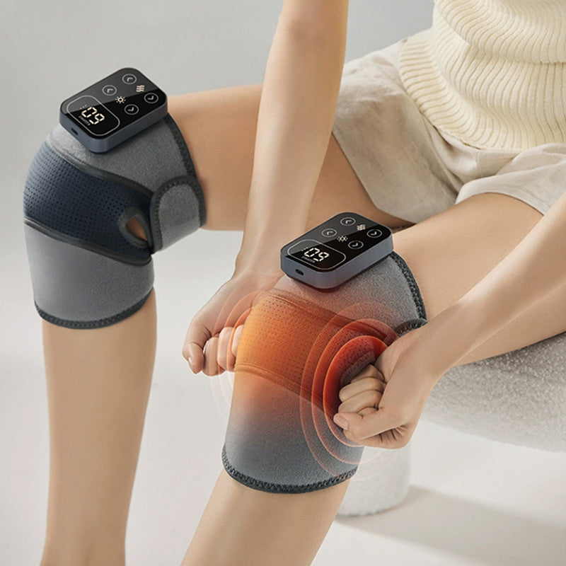 Beheizte Kniebandage mit Massage | Wärmetherapie & Vibrationsmodi | USB/Netzadapter | Verstellbar & Atmungsaktiv