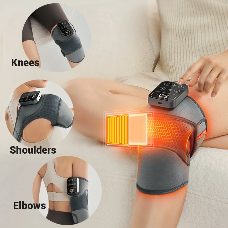 Beheizte Kniebandage mit Massage | Wärmetherapie & Vibrationsmodi | USB/Netzadapter | Verstellbar & Atmungsaktiv
