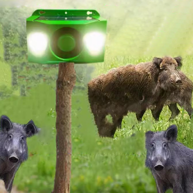 Solar Abwehrgerät mit Licht & Ton | Tiervertreiber | Wetterfest | Solar LED Blitzlicht & Alarm für Außenbereiche